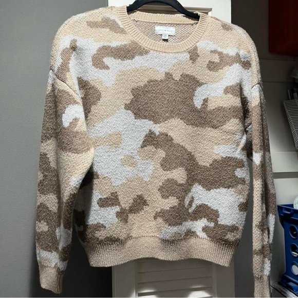 Lucky Brand Sweaters - Lucky Brand Beige and Cream Camouflage Wool Blend Sweater